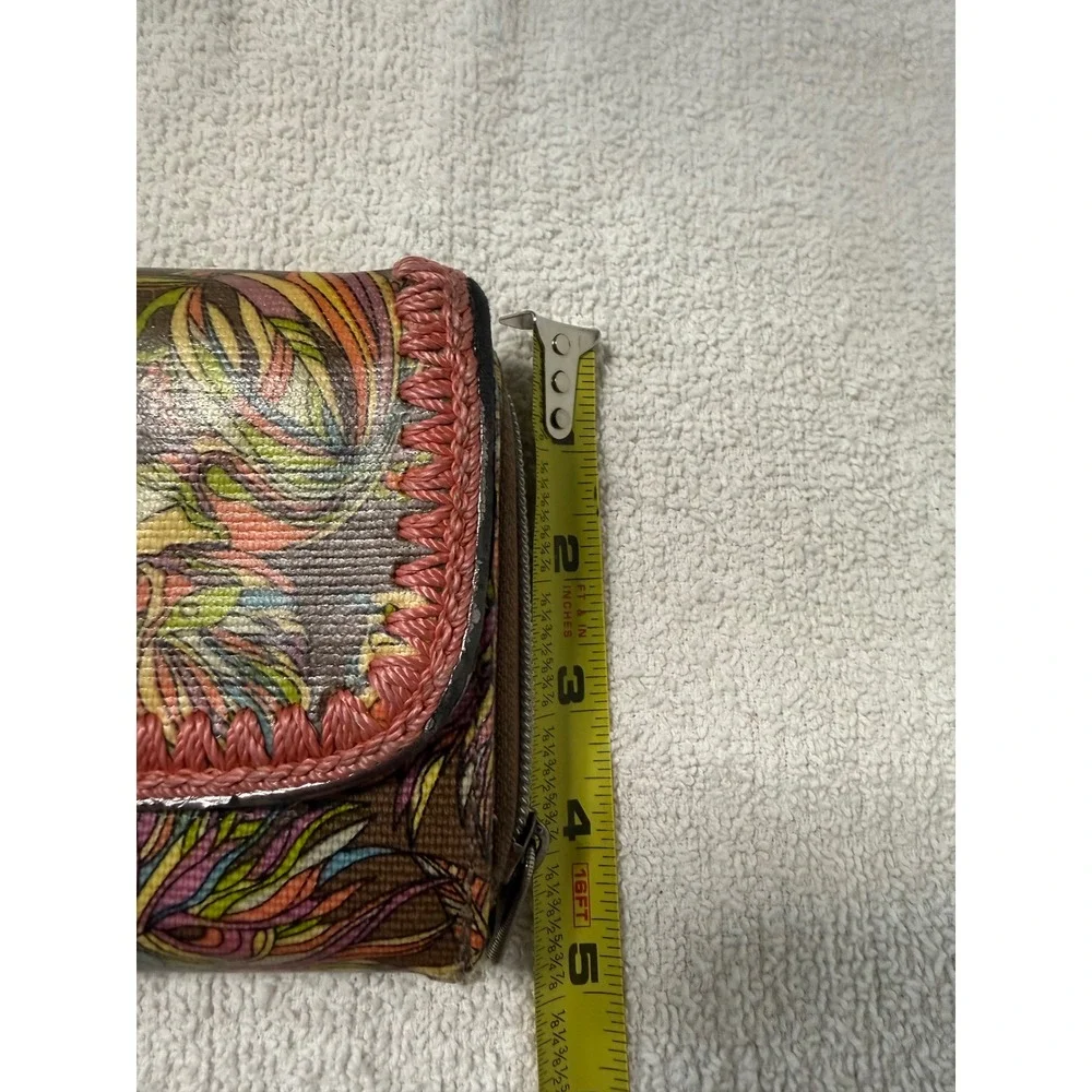 Sakroots Artist Circle Wallet Womens OS Brown Multi Floral Bird Whipstitch Trim